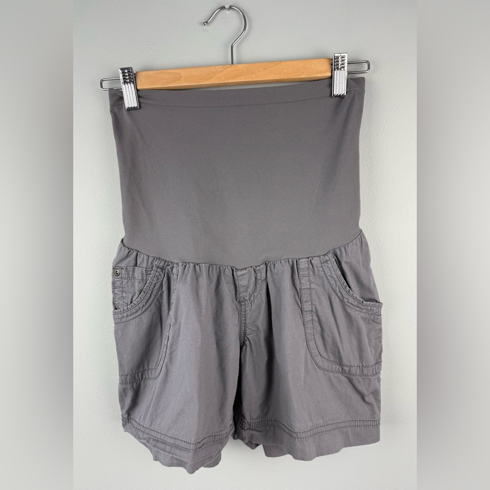 Gray Full Panel Maternity Short